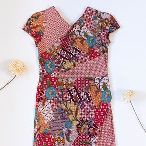 Paisley Floral Vintage Short Dress, Floral Vintage Dress, Paisley Dress